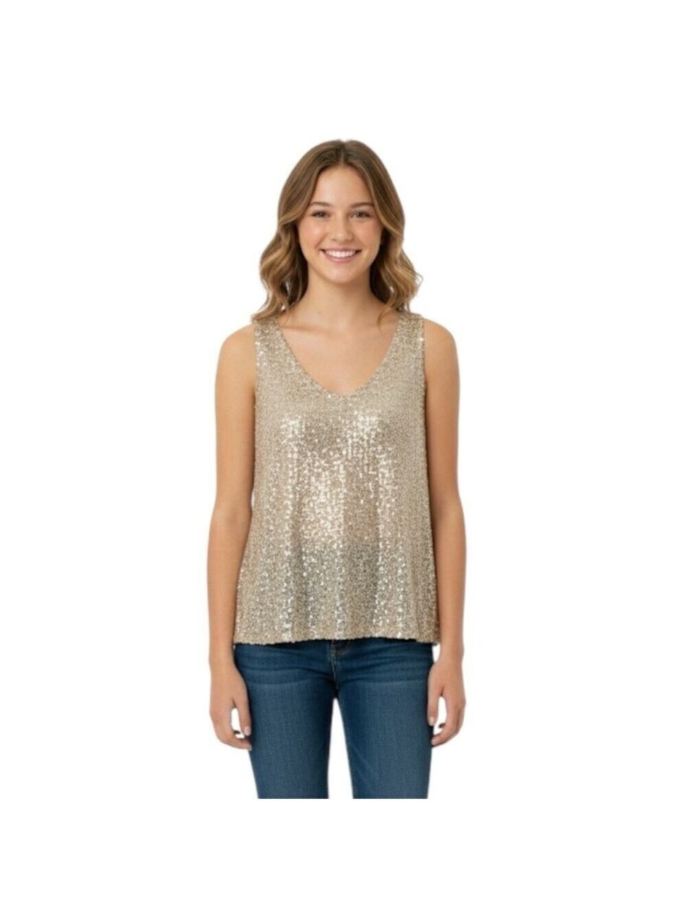 Zara Teen Size 13/14 Gold Sequin Sleeveless Tank Top